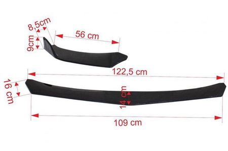 Universal splitter främre stötfångare spoiler 3-delad