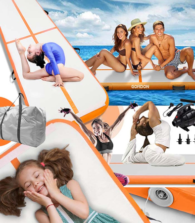 AIRTRACK 3 M ORANGE ACROBATIC TRACK GYMNASTIKMATTA UPPBLASBAR MADRASS STARK PUMP TRÄNINGSVÄSKA KUL FÖR BARN Vuxna