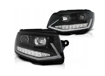 Framlyktor Vw T6 15- Svart Rörlampa Led Drl