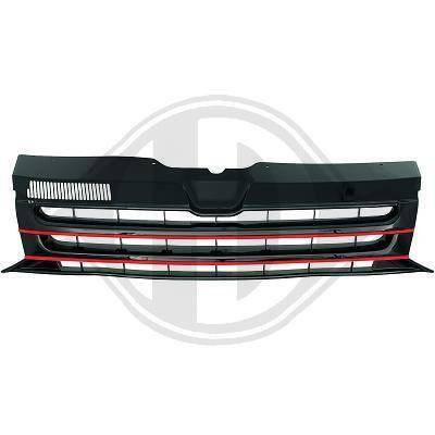 VW T5 GRILL 09-15 UTAN STÄMPEL SVART RÖD
