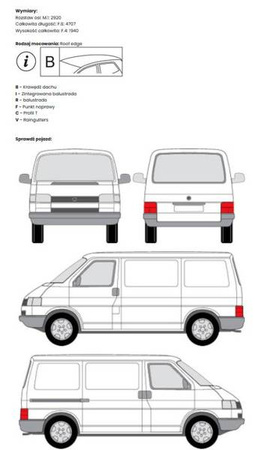 Takräcke plattform VW Transporter/ Multivan T4