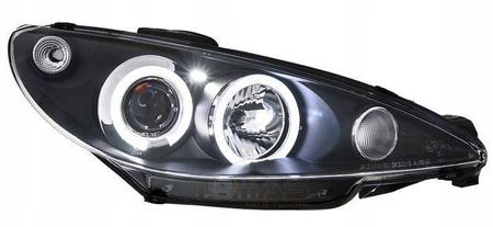 Peugeot 206 BLACK RINGI strålkastare