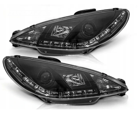 Strålkastare Peugeot 206 98-02 Dagsljus Svart