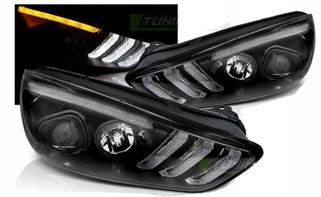 Ford Focus III mk3 15-18 svarta drl led dts lampor