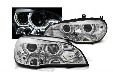Lampor Bmw X5 E70 07-10 ringar 3d drl krom xenon