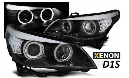 Xenonlampor svarta LED-ringar till BMW E60 e61 05-07