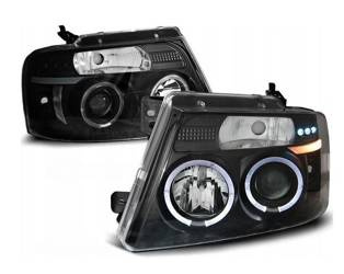Strålkastare Ford F150 mk 11 04-08 angel eyes svart
