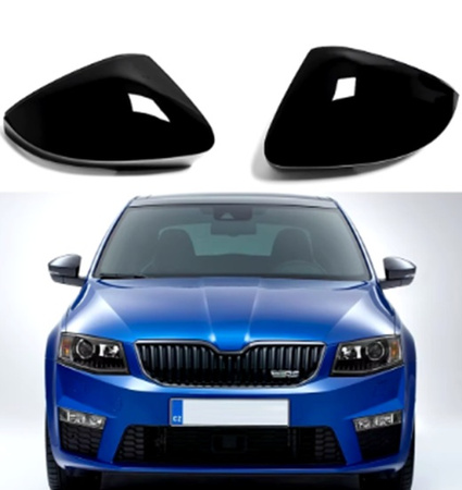 Sidospegelhus för Skoda Octavia Mk3 VW T-ROC glänsande svart