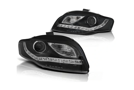 Strålkastare Audi A4 B7 04-08 Led Rör Svart