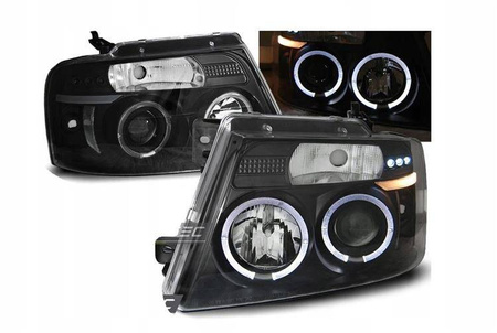 Strålkastare Ford F150 mk 11 04-08 angel eyes svart