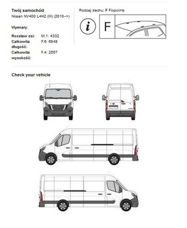 Takplattform för bagage Nissan NV400 L4H2