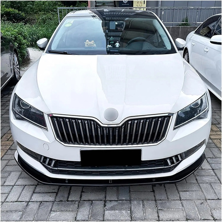 SKODA SUPERB MK3 främre stötfångare spoiler/splitter glänsande svart