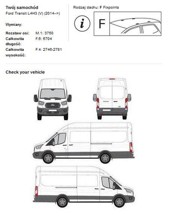 Takplattformssko Ford Transit L4H3 från 2014->