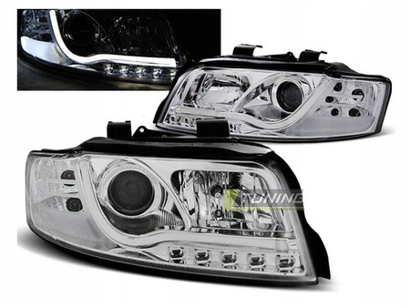 Strålkastare Audi A4 B6 00-04 led rör krom