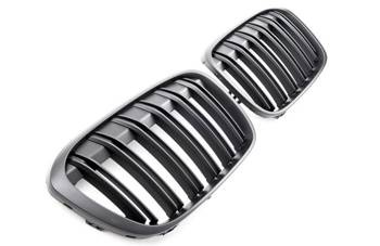 GRILL BMW X1 F48 DUBBELPLATT SVART MATT