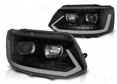 Nya VW T5 strålkastare 10-15 LED TUBE BLACK T6 LOOK DRL LIFT