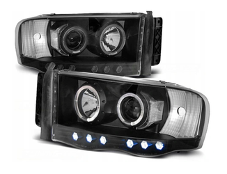 Strålkastare Ny Dodge Ram 02-06 Ringi Svart