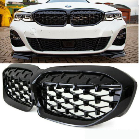 Bmw G20 G21 19- glänsande svart diamant abs grill