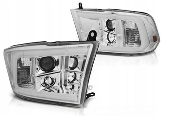 Tube Light kromade strålkastare för Dodge Ram 09-18
