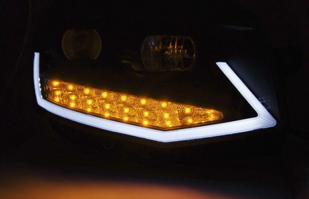 Framlyktor Vw T6 15- Svart Rörlampa Led Drl