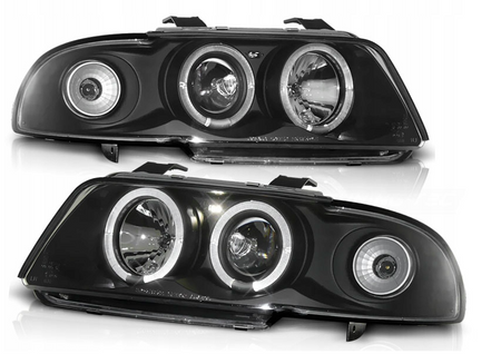 Strålkastare A4 B5 BLACK SENSORS + RINGS