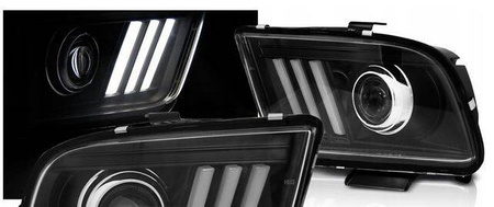 Ford Mustang strålkastare 04-09 rörlampa svart