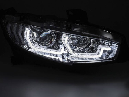 Strålkastare för Honda Civic X '16-'21 krom LED