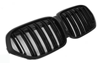 GRILL BMW X1 F48 LCI 19- DUBBEL BLANK SVART