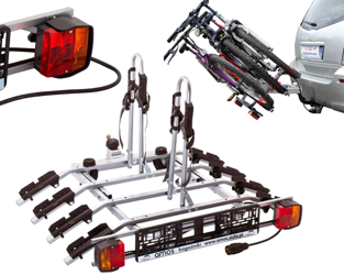 Cykelhållare plattform för 4 cyklar dragkrok Titan Amos 7PIN