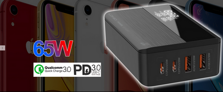 Ldnio A4808Q 65W 4x USB TYP C PD QC LCD LED laddare