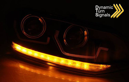 Lampor svart led dts lins för vw polo vi 2g 17-