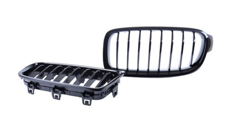 GRILL BMW F30 F31 11-18 GLÄNSANDE SVART ENKEL LINJE