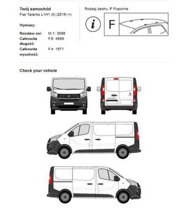 Plattform för takräcke Fiat Talento L1H1