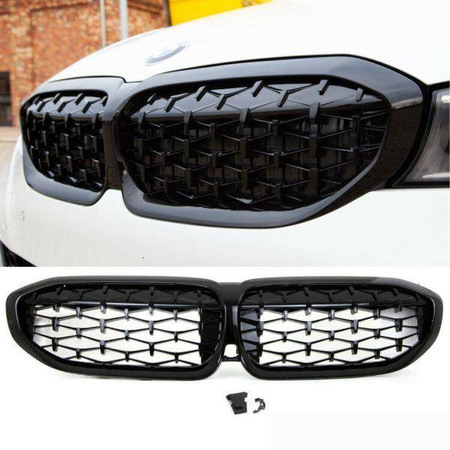 Bmw G20 G21 19- glänsande svart diamant abs grill