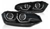 Lampor svart led dts lins för vw polo vi 2g 17-