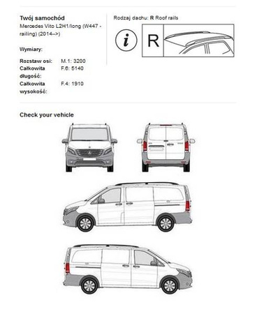 Cruz takplattform för bagage Mercedes Vito W447 L2H1