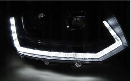 Vw T5 lampor 10-15 led rör svart t6 look drl hiss