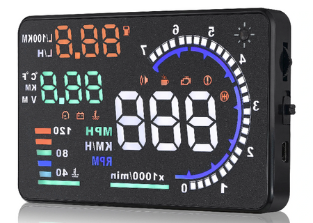 Displayprojektor LED LCD HUD OBD2 5,5 KLOCKS