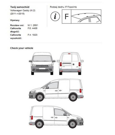 Takplattform för bagage VW Caddy 2011-2020