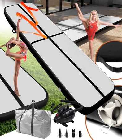 AIRTRACK 3 M SVART ACROBATIC TRACK GYMNASTIKMATTA UPPBLASBAR MADRASS STARK PUMP TRÄNINGSVÄSKA KUL FÖR BARN Vuxna