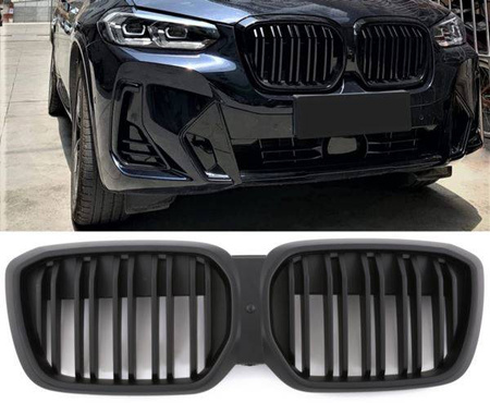 GRILL BMW IX3 G08 LCI DUBBEL LAMELL MATT SVART
