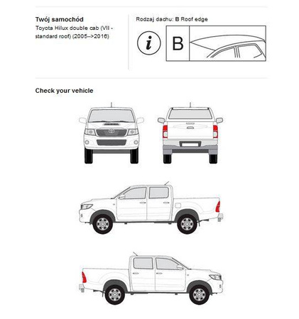 Takräcke för bagageplattform Toyota Hilux V