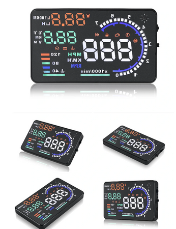 Displayprojektor LED LCD HUD OBD2 5,5 KLOCKS