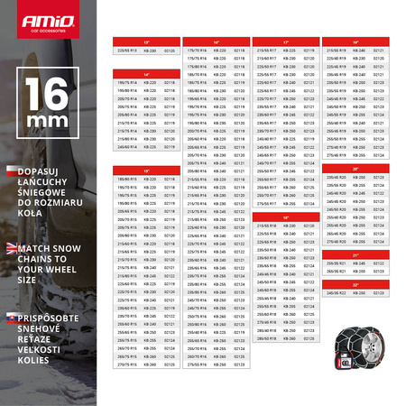 Snökedjor 16 mm 4x4 KB-220