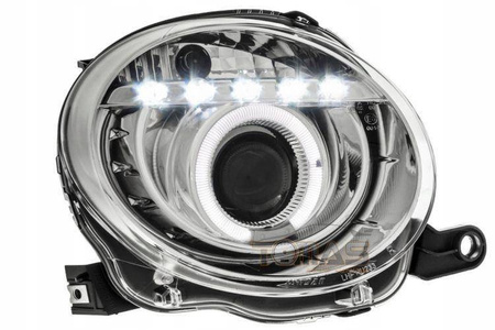 Strålkastare strålkastare Fiat 500 07- Chrome led r