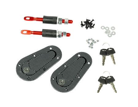 AERO motorhuvsfästen + nyckel / Kolfiber