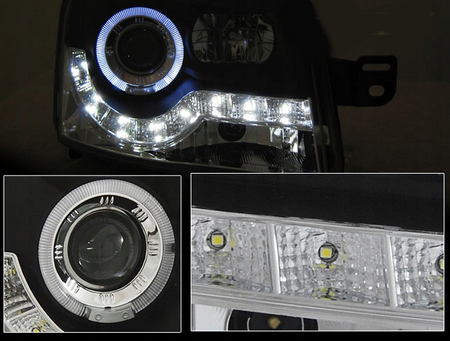 Strålkastare Fiat Panda 03- Svart Led