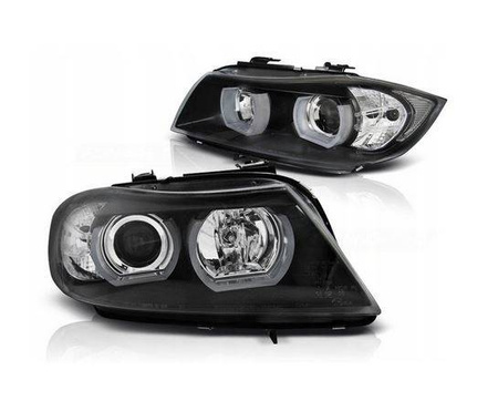 Strålkastare BMW E90/E91 05-08 svart ring led 3d xenon