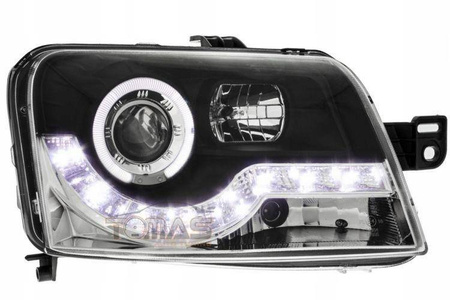 Strålkastare Fiat Panda 03- Svart Led