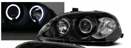 Honda Civic VI BLACK RING strålkastare